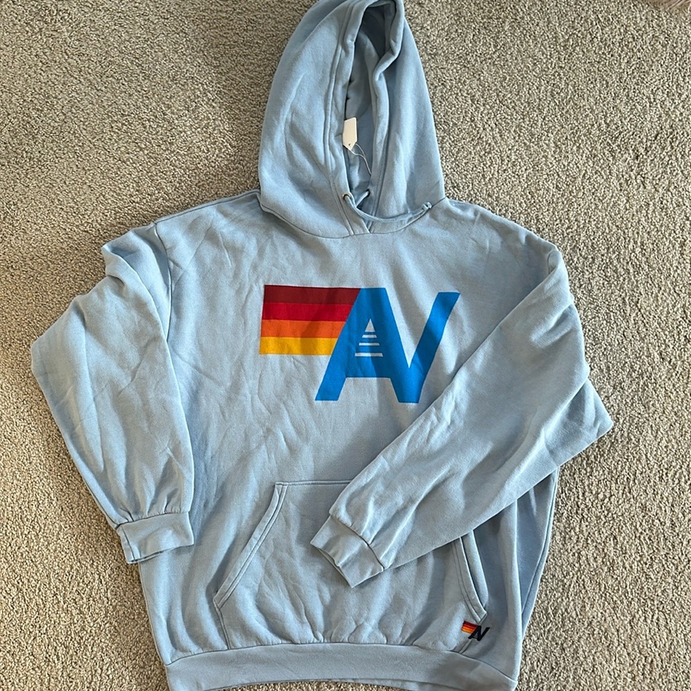 Aviator Nation Logo Hoodie Light Blue Large